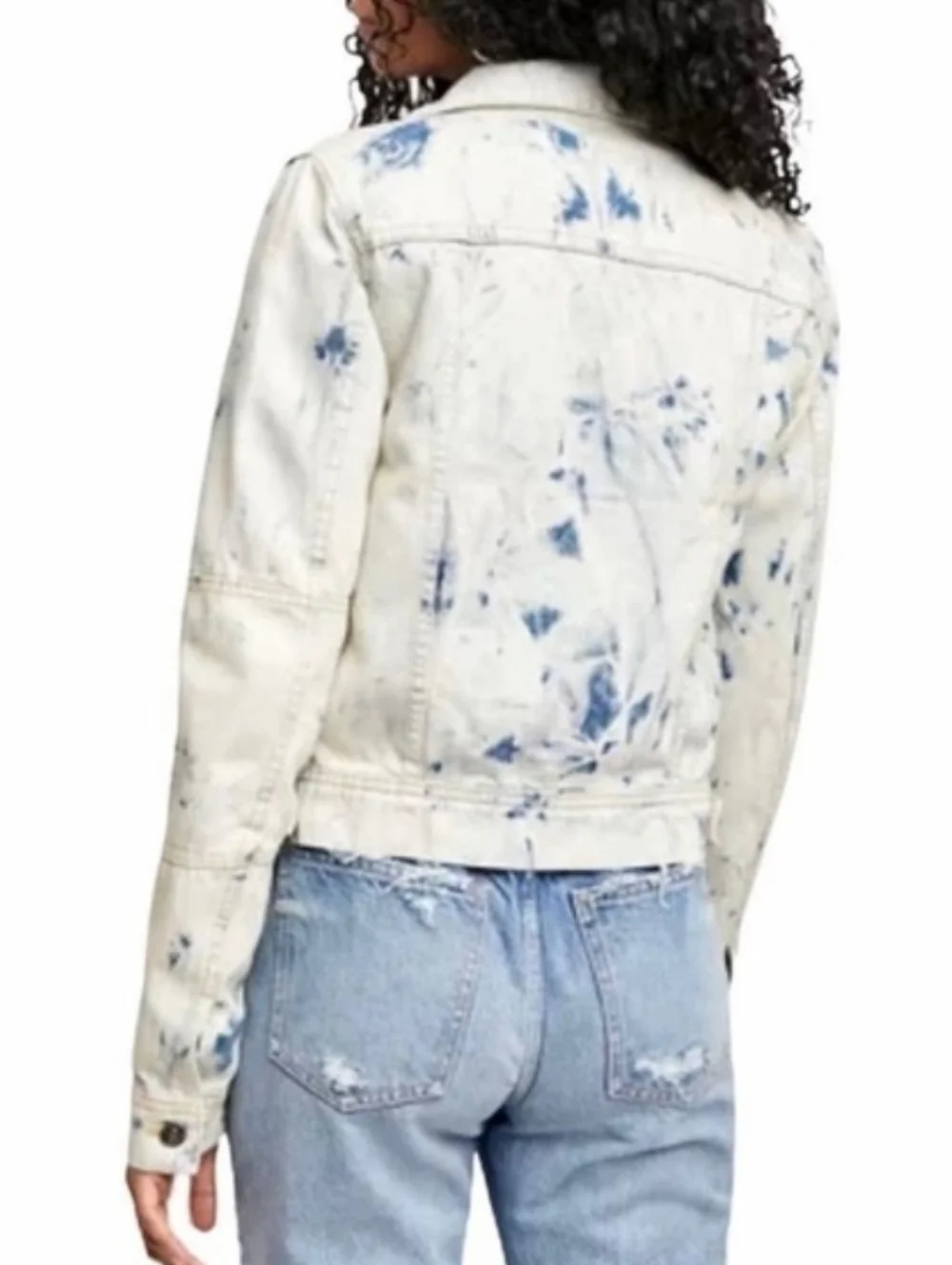 Free People Rumors Denim Jean Jacket- Jones Tie Dye Blue - Picture 2 of 13
